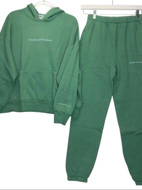 Call Her Daddy Health and Wellness Hoodie and Jogger Set L/XL Green Loungwear
